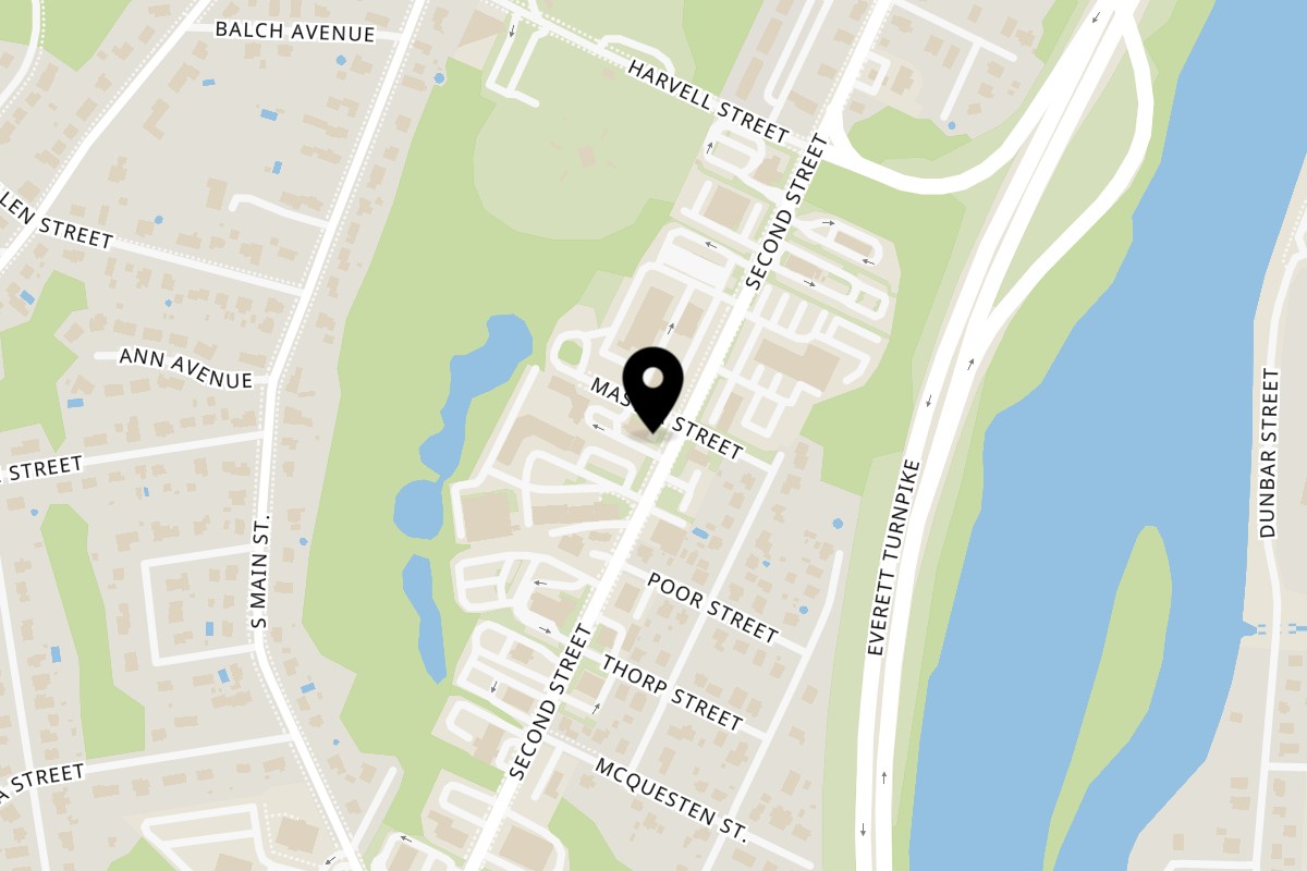 Map showing the location of KC's Rib Shack on 837 Second St in Manchester